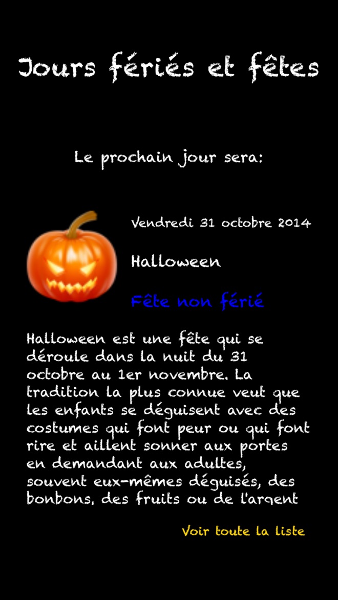 French Holidays and Name Days · iPhone screenshot 1